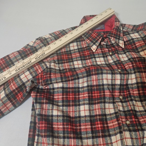 60s Pendleton Board TARTAN Shirt L Wool Flannel Camp Large USA VTG - Picture 6 of 7